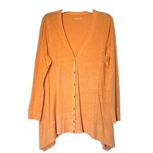 EILEEN FISHER Vibrant Orange Button-Up Cardigan